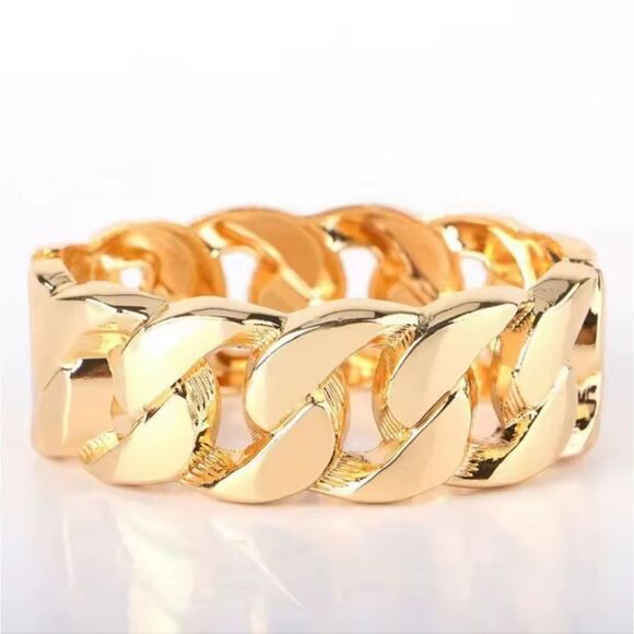 Brand New Gold Tone Chain Style Bangle Bracelet - Picture 1 of 10
